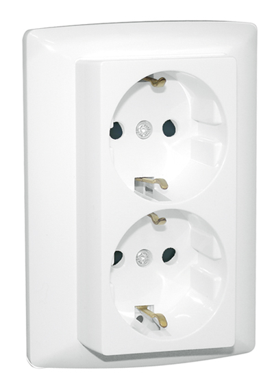 Prise Double de Courant Schuko Monobloc