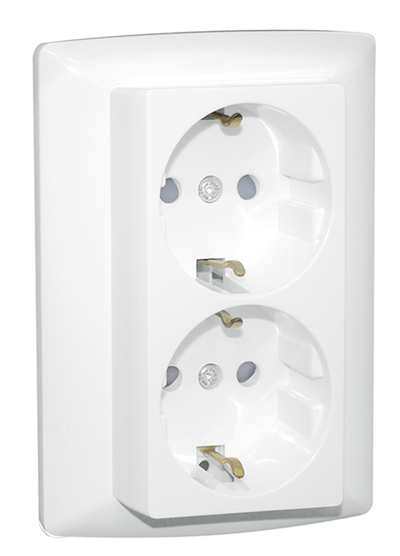 Prise Double de Courant Schuko Monobloc avec Protection